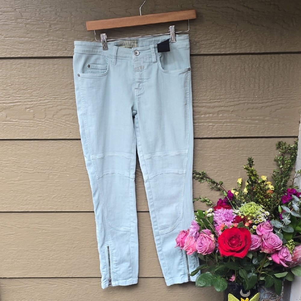 Closed Skinny Moto Jeans Seafoam Green 29